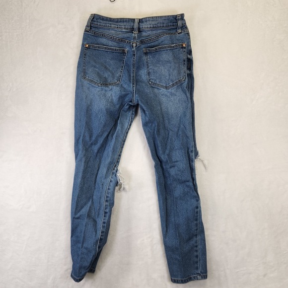 NO BOUNDARIES Womens High Rise Skinny Jeans Blue Distressed Ripped Size 7 - Picture 7 of 7